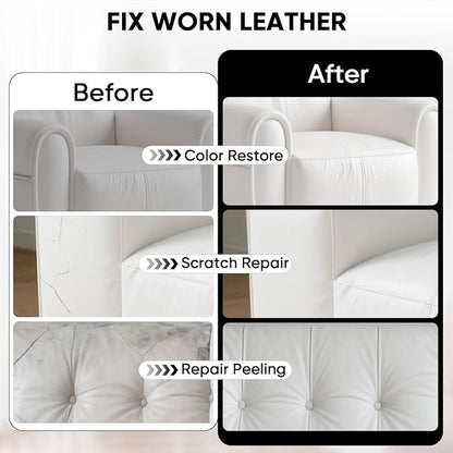 AWOWZ Leather Recoloring Balm - Scratch Repair & Color Restore Kit for Faded Leather, Leather Couch & Car Seats - 10OZ Leather Restorer Balm for Furniture, Auto Interior, Vinyl, Accessories (White)