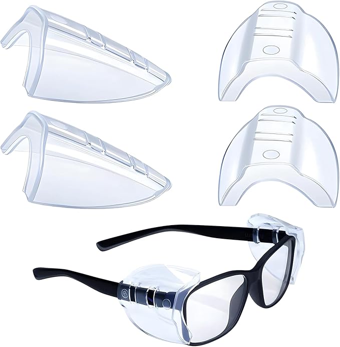 Creztail Flexible Glasses Side Shields, Slip-On Safety Shields for Eyeglasses, Side Guards for Standard Frames
