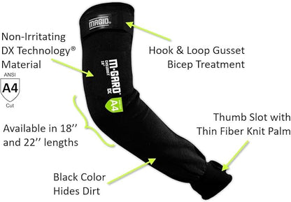 MAGID Cut Resistant Protective Arm Sleeves with Thumb Slot, 60 Pair, Black I Thumbslot: Yes, 18" (DXSB18BST-120)