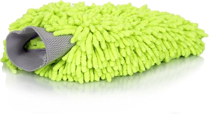 Set of 3 - Dafna Chenille Microfiber Premium Scratch-Free Wash Mitts Green