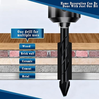 10pc 1/4” Black Ceramic Tile Drill Bit, 6mm Porcelain Drill Bit Concrete Drill Bit for Glass,Brick,Plastic,Cement,Wood,Ceramic,Metal,Marble.