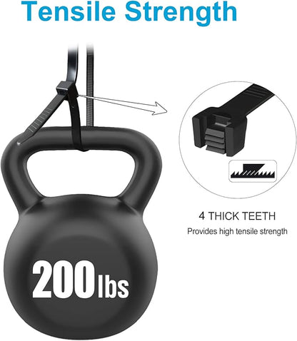Long Zip Ties Heavy Duty 24 inch, Large Zip Ties with 200 lbs Tensile Strength, Big Cable Ties, Black, 250 Pack, by GAIIAN