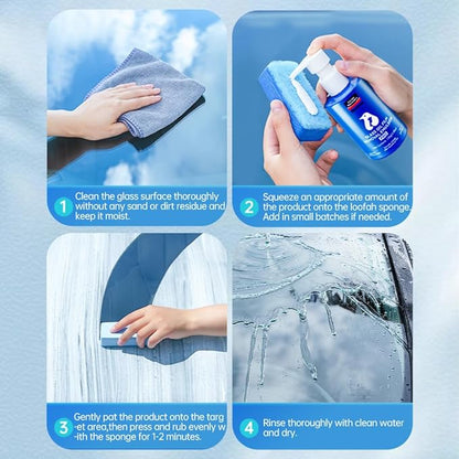 Glodway Car Glass Windshield Cleaner,Oil film Remover, Streak-Free Shine on Windows, Windshields, and Mirrors, Ammonia Free, for Auto and Home,4.58 OZ,2 Pack