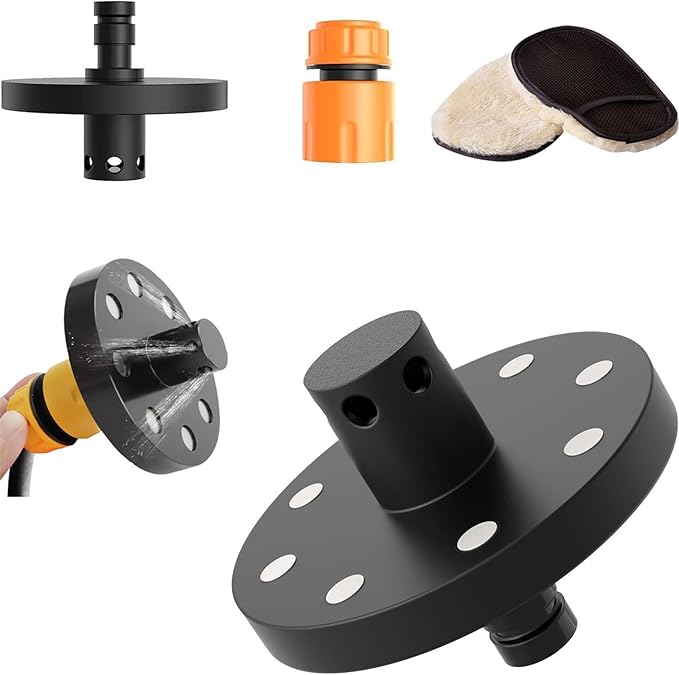 Magnetic Chassis Cleaner Flusher Kit (Includes Wash Mitt) for Standard 0.61” Garden Hose & Pressure Washers, 360° Magnetic Undercarriage Cleaner with 6 Nozzles, for Truck, SUV, Off-Road (1pc)