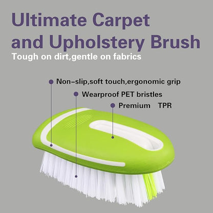 Carpet and Interior Cleaning Brushes, car Cleaning Brushes, Carpet Washing Brushes, Hard Bristle Detail Brushes, car and Home Interior Leather Brushes (Green)