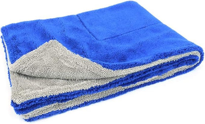 Autofiber Amphibian Dual Side Microfiber Car Drying Towel - One Side Twist, One Side Plush - Pack of 1-20 inch x 30 inch (Blue/Gray)