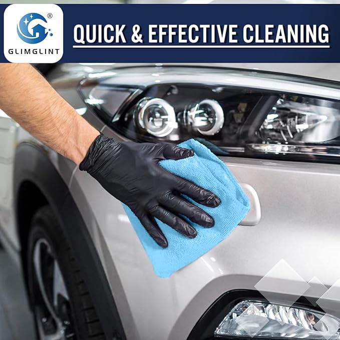 GLIMGLINT Blue Microfiber Cleaning Cloth, 150 Pack Cleaning Rags, Cleaning Towels with 3 Color Assorted, 14"X12"