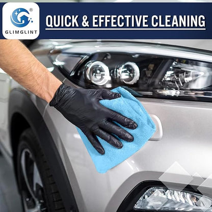 GLIMGLINT Blue Microfiber Cleaning Cloth, 150 Pack Cleaning Rags, Cleaning Towels with 3 Color Assorted, 14"X12"