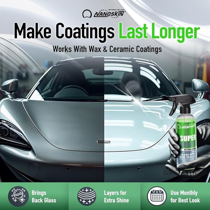 Nanoskin Ultra Line SUPER CHARGER SiO2 Touchless Spray-On/Rinse-Off Sealant 5 Gallons - Car Wash Paint & Glass Spray for Car Detailing | Safe for Cars, Trucks, Motorcycles, RVs| 100:1 Dilution, Green