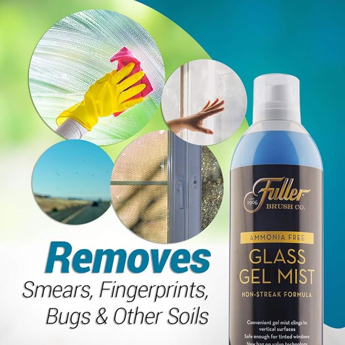 Fuller Brush Glass Gel Mist Spray – 14 oz Glass Cleaner for Windows, Mirrors and Plexiglass – Streak-Free Formula Safe for Tinted & Vertical Surfaces (Pack of 1)