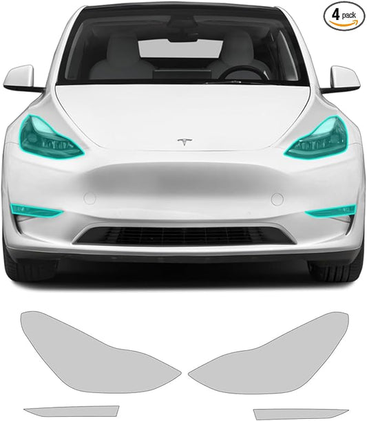 Paintville for Tesla Model Y 2020-2024 TPU PPF HD Clear Paint Protective Film Custom Fit Anti Scratch Self Healing Shield Guard Tesla Finishing Accessories for Headlight Fog Light
