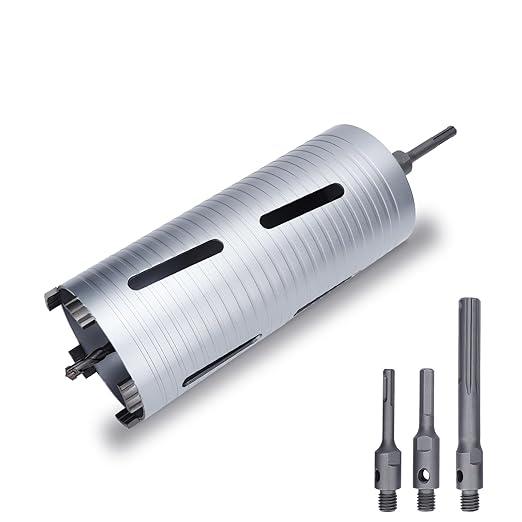 4-1/8 inch Diamond Dry Core Drill Bit, 10" Drilling Depth, 5/8"-11 Thread Core Drill Bit for Concrete Masonry Brick Block, Includes 3 Adapters SDS Plus, SDS Max and Hex (4-1/8 inch)
