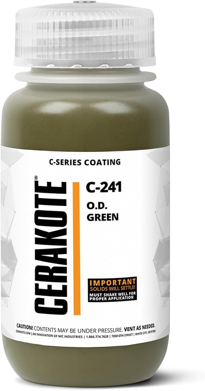 CERAKOTE® ( AIR CURE C-SERIES O.D. GREEN [ 32oz ] C-241Q Performance Ceramic Technology + Color on All- Metals, Polymers + More
