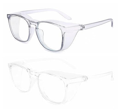 Alsenor Safety Glasses Anti Fog Goggles Protective Eyewear Blue Light Blocking Anti Dust UV Protection Glasses For Men Women (2 Pack (Blue + Clear))