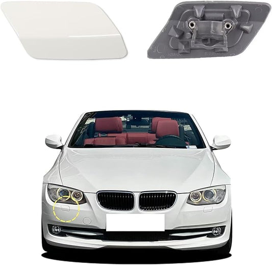 Car Front Bumper Headlight Washer Cover Compatible with BMW 328i 3351 335lS Coupe Convertible 2011-2013 Headlight Washer Nozzles Cover 61677253393 61677253394 Water Spray Cover White Right