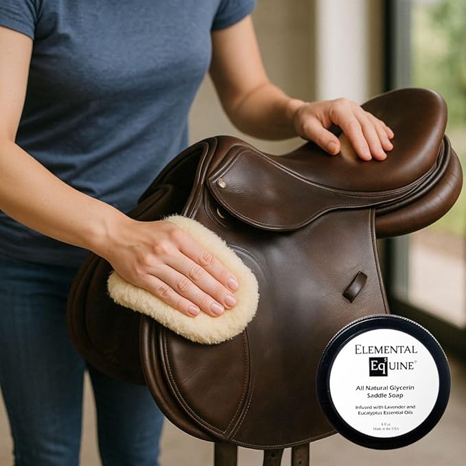 Elemental Equine All Natural Glycerin Saddle Soap 8oz Infused with Lavender and Eucalyptus Essential Oils