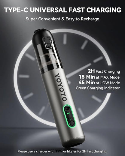yoyoto Car Vacuum, Handheld Vacuum Cordless with 21000Pa Powerful Suction & 3 Modes, 4-in-1 Portable Hand Held Mini Vacuum Cleaner Rechargeable, Ultra Light for Car Home Office (Silver)