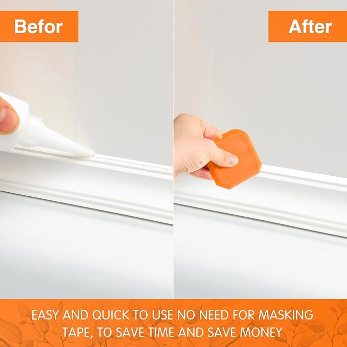 Outus 2 Pieces Caulking Tool Set Silicone Sealant Grout Finishing Tool for Kitchen Bathroom Floor Sealant Sealing (Orange)