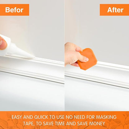 Outus 2 Pieces Caulking Tool Set Silicone Sealant Grout Finishing Tool for Kitchen Bathroom Floor Sealant Sealing (Orange)