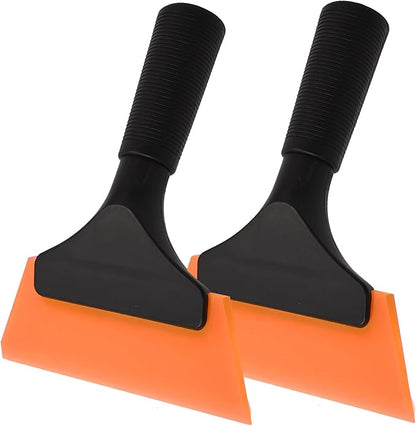 EHDIS Small Squeegee 5 inch Rubber Window Tint Windshield Scraper for Car,Glass, Mirror, Shower, Door,Bathroom Cleaning(Orange, 2)