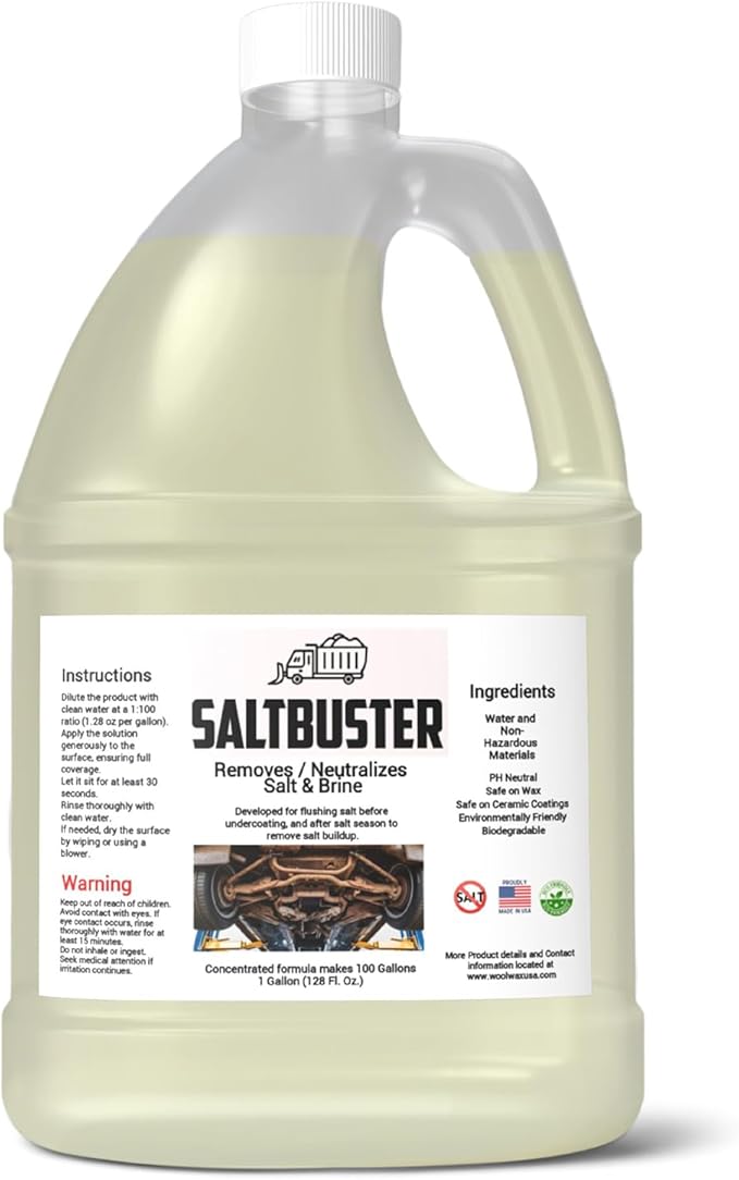 woolwax SALTBUSTER Salt & Brine Remover/Neutralizer for Auto & Trucks, Concentrated PH Neutral Formula, 1 Gallon Makes 100 Gallons