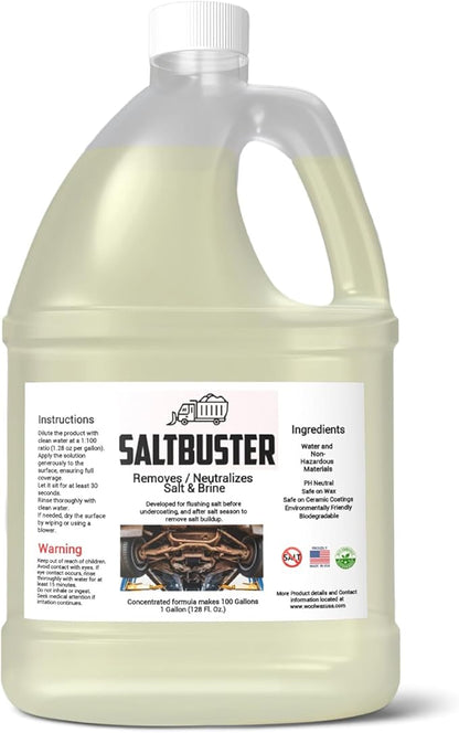 woolwax SALTBUSTER Salt & Brine Remover/Neutralizer for Auto & Trucks, Concentrated PH Neutral Formula, 1 Gallon Makes 100 Gallons