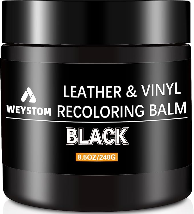 WEYSTOM Leather Recoloring Balm - Black Leather Repair Kit for Furniture, Dye, Recolor, Renew, Repair & Restore Aged, Faded, Cracked, Peeling and Scuffed