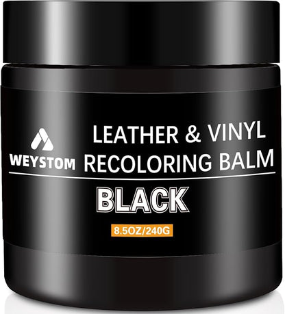 WEYSTOM Leather Recoloring Balm - Black Leather Repair Kit for Furniture, Dye, Recolor, Renew, Repair & Restore Aged, Faded, Cracked, Peeling and Scuffed