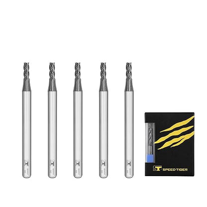 SPEED TIGER Micrograin Carbide Square End Mill - 4 Flute - ISE3/32 4T (5 Pieces, 3/32") - for Milling Alloy Steels, Hardened Steel, Metal & More – Mill Bits Sets for DIYers & Professionals