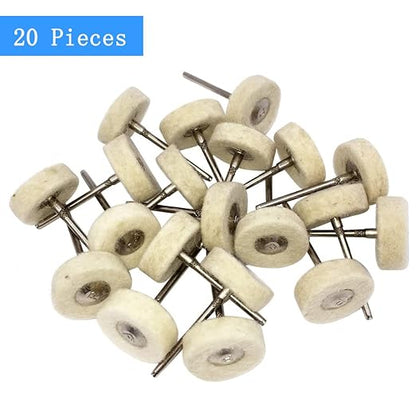Luo ke 20 Pack Compressed Wool Felt Polishing Wheel 1/8" Mandrel Mounted Wool Buffing Wheel for Rotary Tools