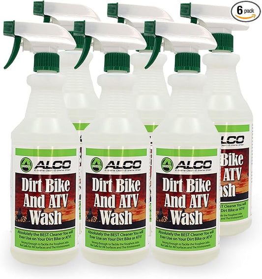 ALCO Dirt Bike and ATV Wash - All-Natural, Powerful, Eco-Friendly Cleaner - Safe for Aluminum, Plastics, and Seals, 32 oz., Pack of 6