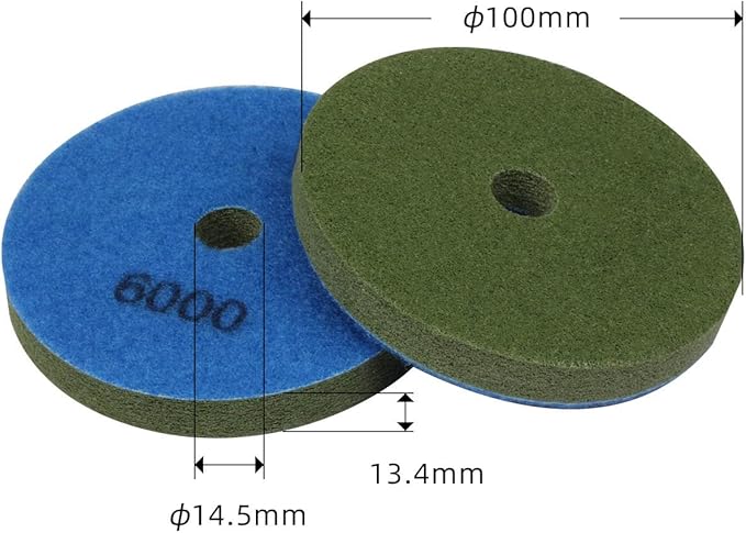 4" Diamond Sponge Fiber Polishing Pad 6000 Grit - Polishing Tile Stone Marble Concrete Ceramics Glass 2Pcs