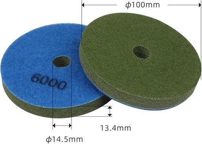 4" Diamond Sponge Fiber Polishing Pad 6000 Grit - Polishing Tile Stone Marble Concrete Ceramics Glass 2Pcs