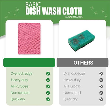 Basic Dish Wash Net (10Pcs) - All Purpose, Non-Scratch, Heavy Duty Dish Scrubbers for Cleaning Dishes, Pots and Pans Color Pink (Pink 10 Pcs)