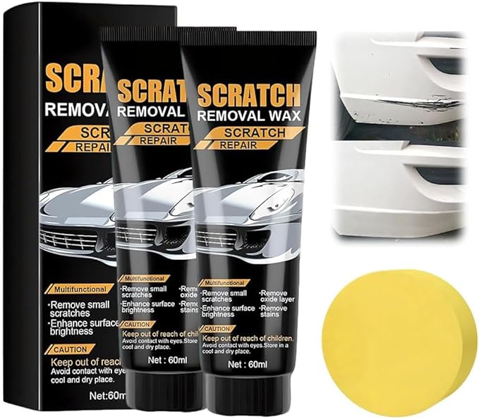 Car Scratch Removal Wax, 2026 Upgrade Scratch Remover for Vehicles, Car Scratch Repair Paste with Sponge, Car Polishing Wax Scratchs Remover Cars Paint Scratchs Repair Kit for Deep Scratches (2 Pack)