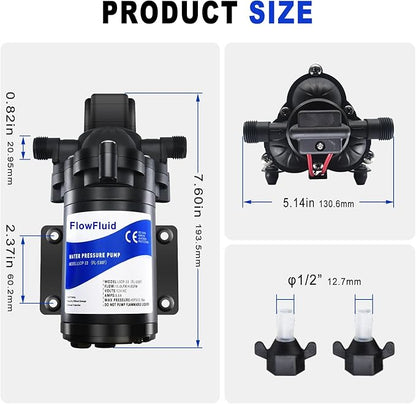 12V DC Water Pressure Booster Diaphragm Pump for RV,45PSI 4GPM Washdown Fresh Self Priming Electric Pump for Boats with Filter,Transfer On Demand Pump for Marine Yacht Caravan Garden Hose