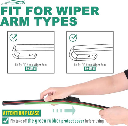 26" 16" 12" Windshield Wiper Blades Replacement for Hyundai Tucson 2010 2011 2012 2013 2014 2015 Premium All Weather Front Rear Wipers Set - OEM Quality (Pack of 3)