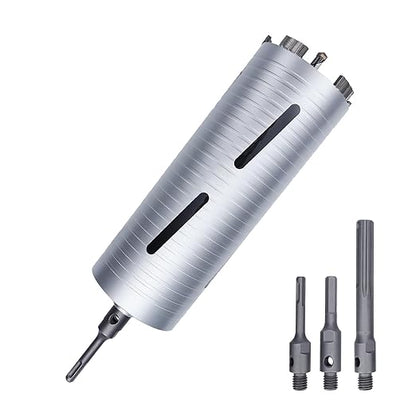 4 inch Diamond Dry Core Drill Bit, 10" Drilling Depth, 5/8"-11 Thread Core Drill Bit for Concrete Masonry Brick Block, Includes 3 Adapters SDS Plus, SDS Max and Hex (4 inch)