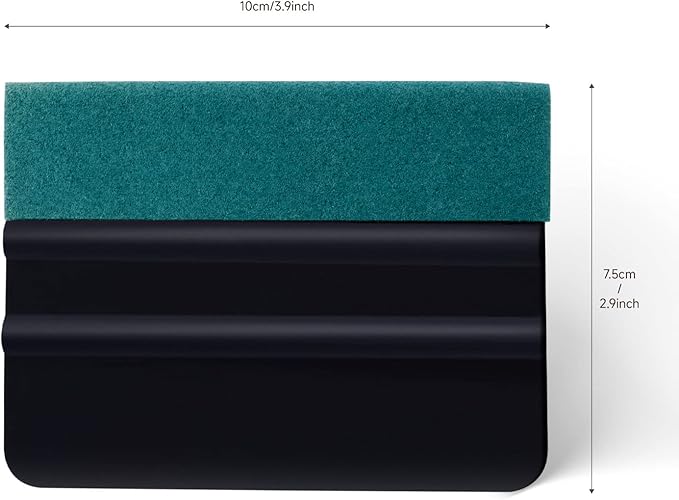 FOSHIO Vinyl Wrap Squeegee 4 Inch with Micro Fiber Suede Felt Edge, Scraper for Window Tinting, Sign Making and Sticker Wrap Application Tools, Pack of 8 Black Felt Squeegee for Vinyl