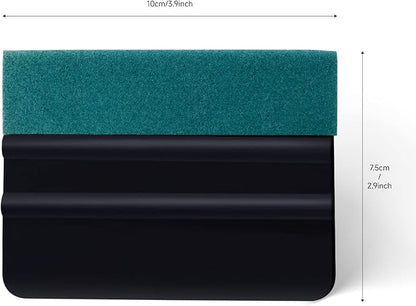 FOSHIO Vinyl Wrap Squeegee 4 Inch with Micro Fiber Suede Felt Edge, Scraper for Window Tinting, Sign Making and Sticker Wrap Application Tools, Pack of 8 Black Felt Squeegee for Vinyl