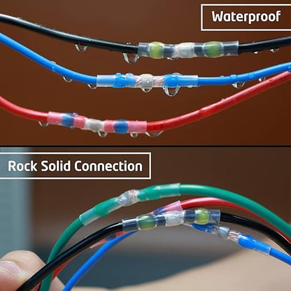 110 Pcs Heat Shrink Wire Connectors, Solder Seal Butt Connectors Kit Waterproof Marine Electrical Splice Terminals