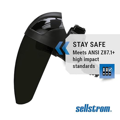 Sellstrom DP4 Face Shield - Lightweight Mask with High Impact Crown & Ratchet Headgear for Work, Grinding, Cutting - ANSI Z87.1 - Anti Fog Polycarbonate Window
