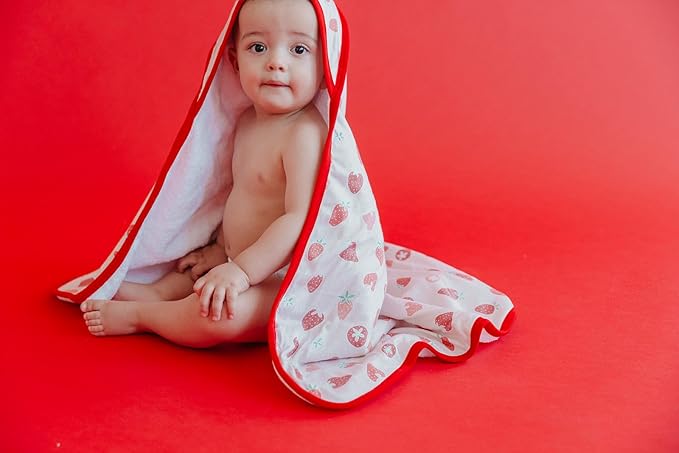 Copper Pearl Hooded Bath Towels Premium Knit/Terry Cloth Baby Towels with Hood, Pockets, and Cool Designs - Great to Gift and Make Bath Time Fun - Baby Bath Towel, Strawberry