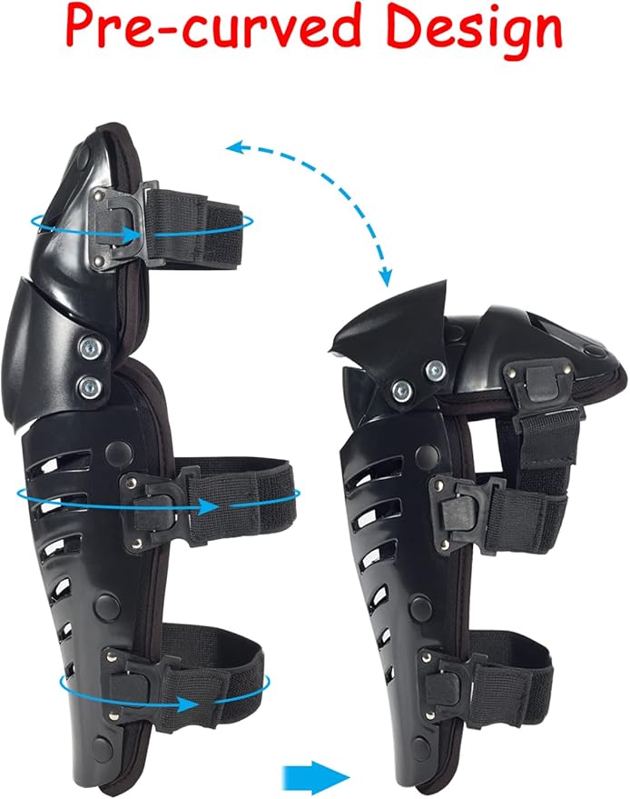 Motorcycle Knee Shin Guards, Long Leg Protection Crash Proof Motorcycle Knee Protection Bendable Adjustable MTB Knee Pads for Men Motocross Gear