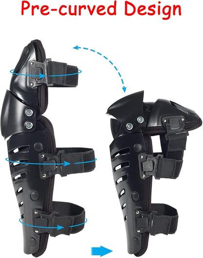 Motorcycle Knee Shin Guards, Long Leg Protection Crash Proof Motorcycle Knee Protection Bendable Adjustable MTB Knee Pads for Men Motocross Gear