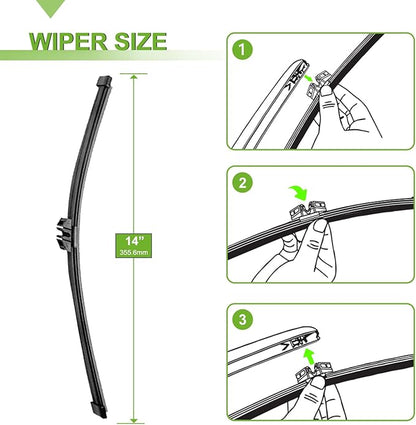 PARRATI® Windshield Wipers for Ford Edge 2015-2023,28"+28" Front and 14" Rear,OEM Replacement Wiper Blades,Quiet & Streak-Free(Set of 3)
