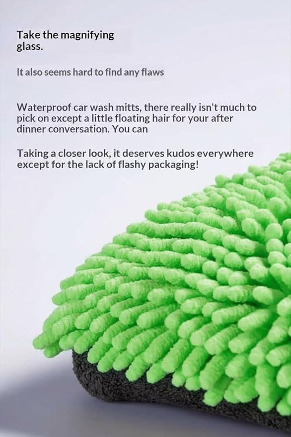 Car Wash Mitt Microfiber, 2PK-Scratch & Lint Free, Premium Chenille Microfiber Wash Mitt (Green)