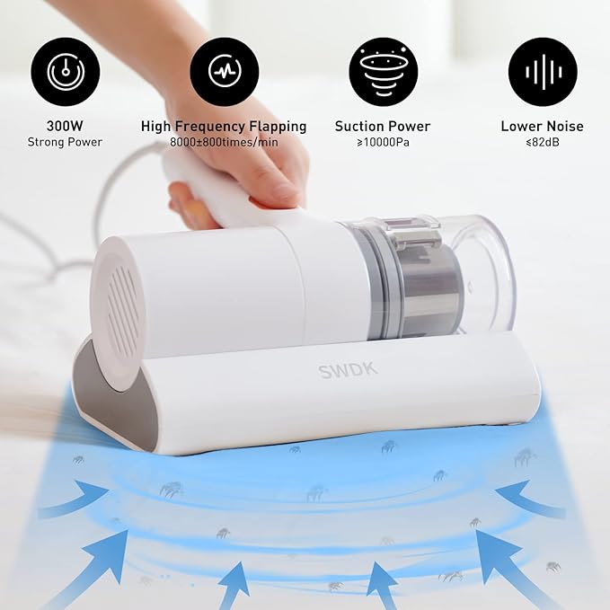 Bed Vacuum Cleaner, Mattress Vacuum Cleaner Powerful Suction, Handheld Couch Cleaner Machine Deep Cleaner for Bed Cleaning, Sheet, Fabric Sofa Vacuuming (White)
