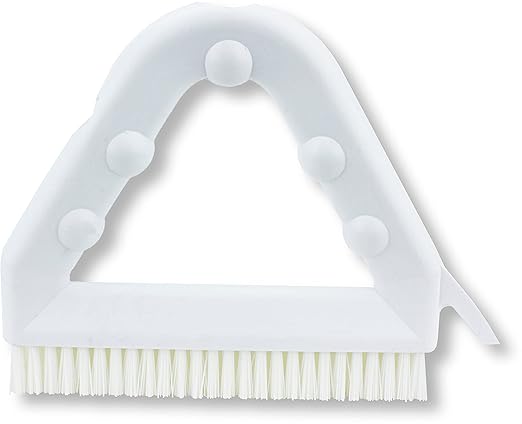 SPARTA Plastic Commercial Grout Brush, Triangle-Shaped Scrub Brush with Scraper and Two Threaded Holes for Attaching Handle (Sold Separately), 9 x 7 x 7 Inches, White, (Pack of 4)