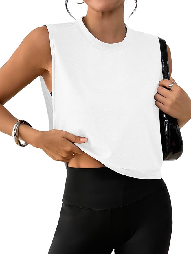 SOFIA'S CHOICE Women Workout Crop Tank Tops Cropped Sleeveless Muscle Shirt Gym Yoga Running